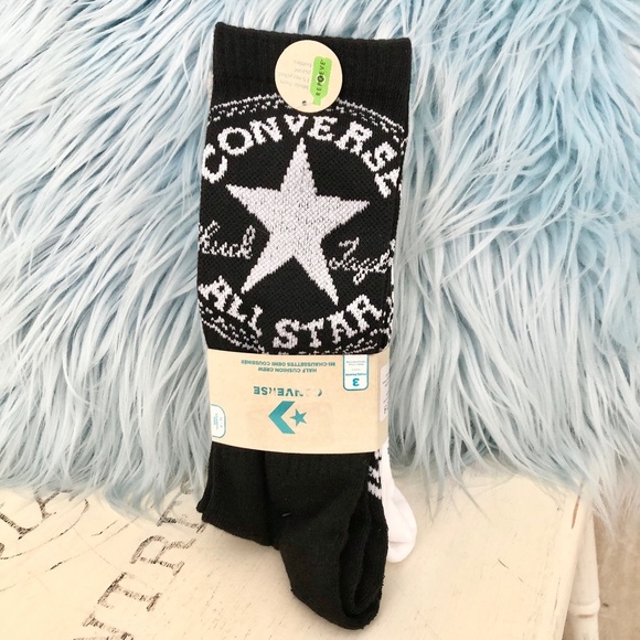 Converse All Star, Socks, Half Cushion Crew Socks, 3 Pairs, Mens, Size 6-12, NEW - Picture 1 of 12